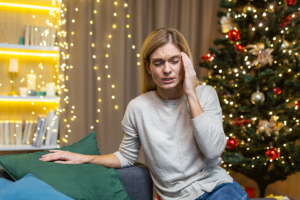 A woman working on managing holiday stress