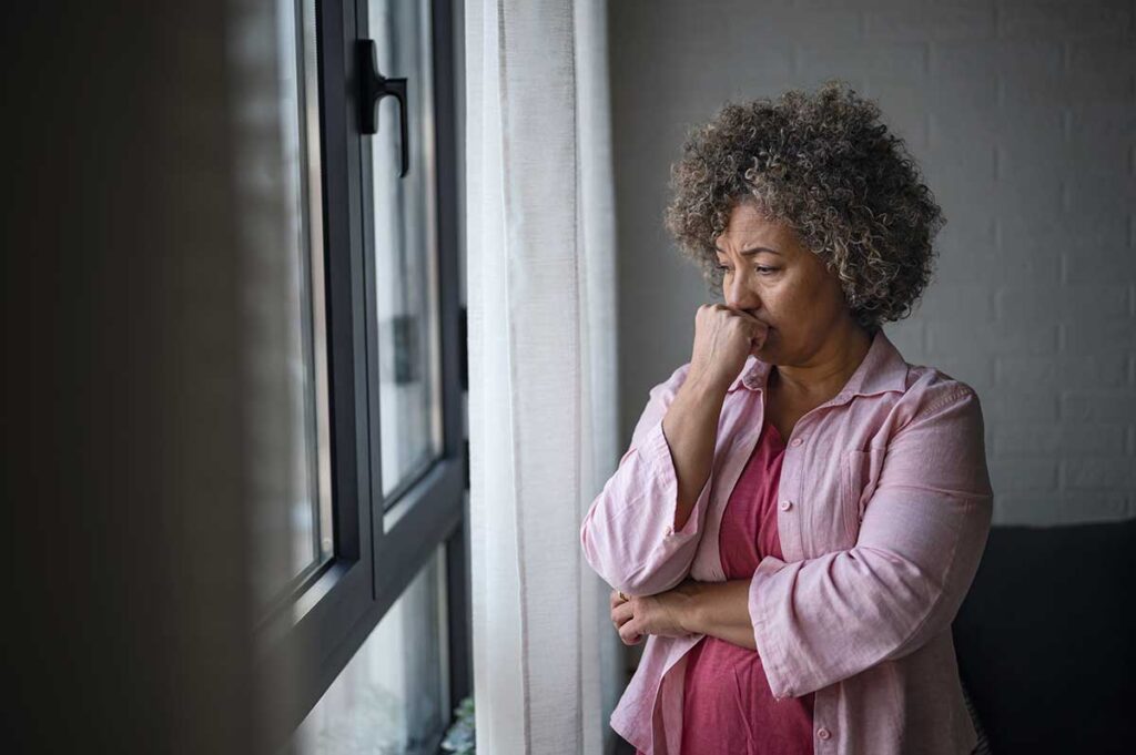 A woman thinking about gateway drugs